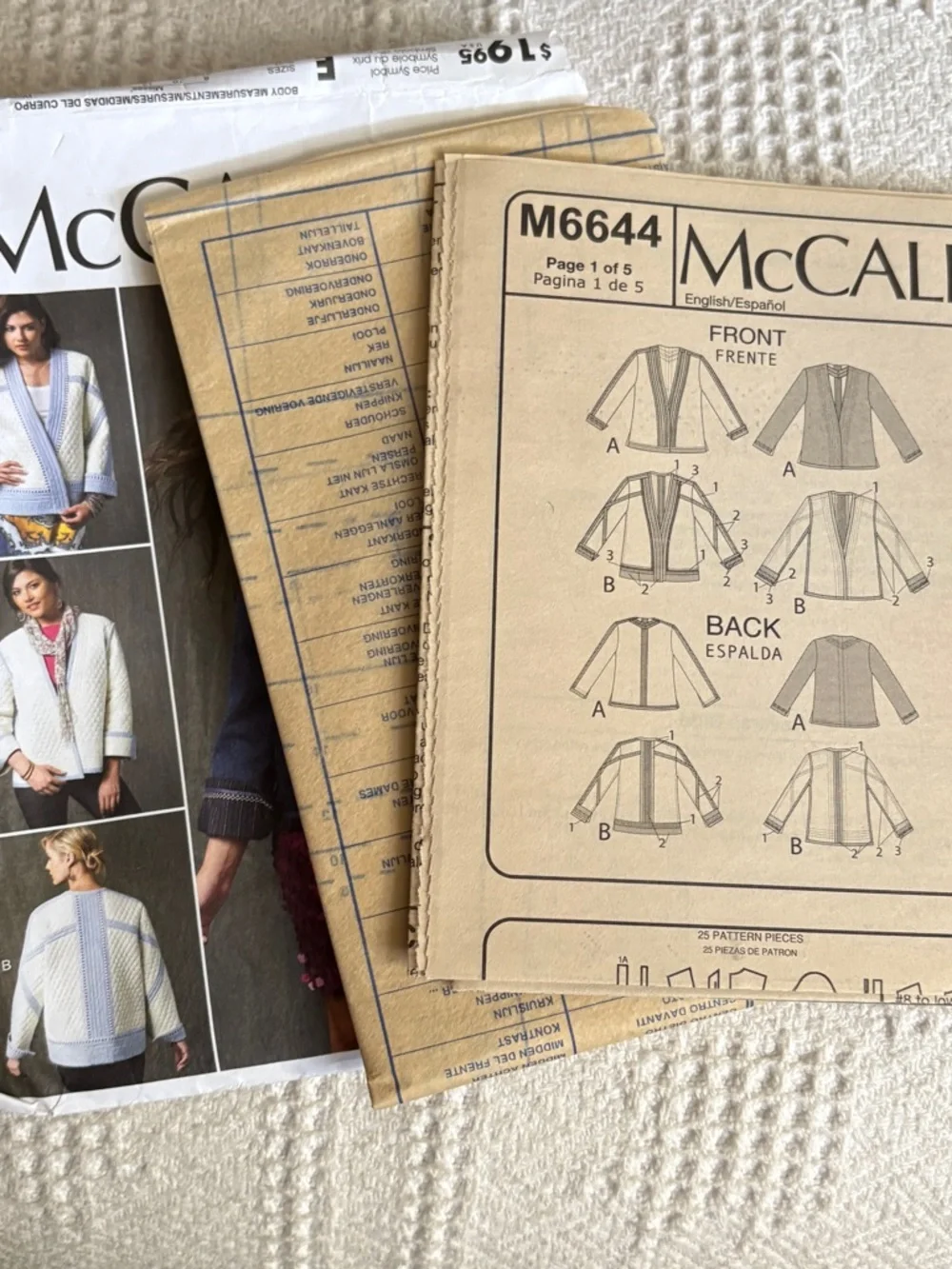 McCalls Pattern M6644 B5 for Misses’ Reversible Jacket